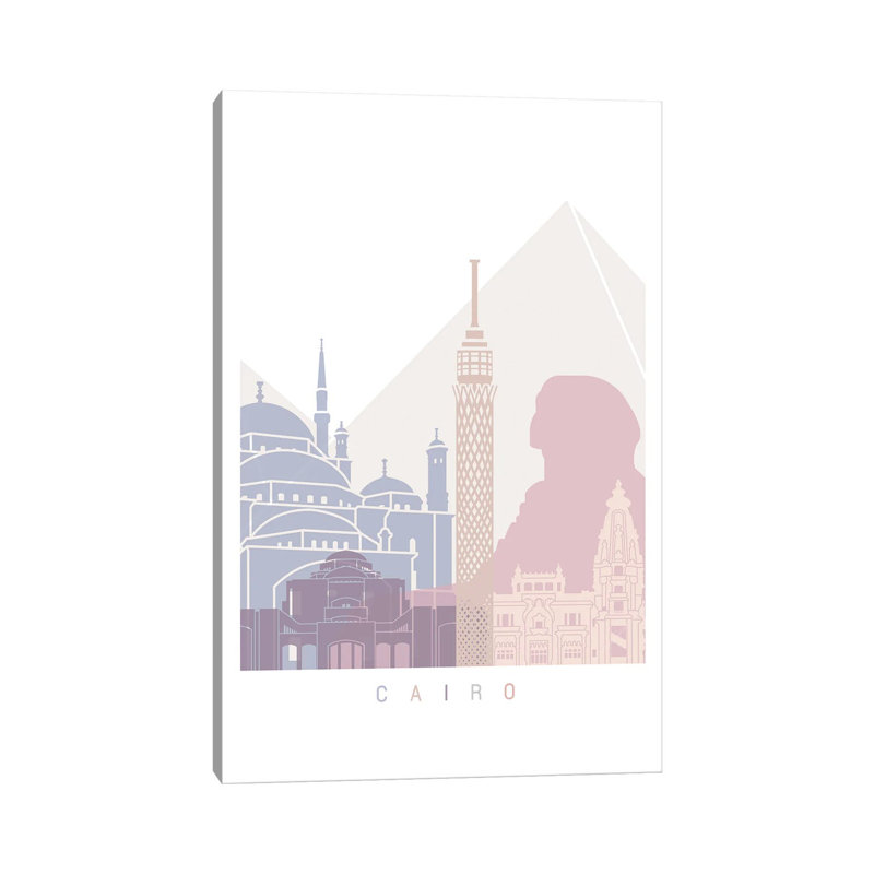 Cairo Skyline Pastel by Paul Rommer - Gallery-Wrapped Canvas Giclée on Canvas, No Frame, 20.32 cm H x 30.48 cm W