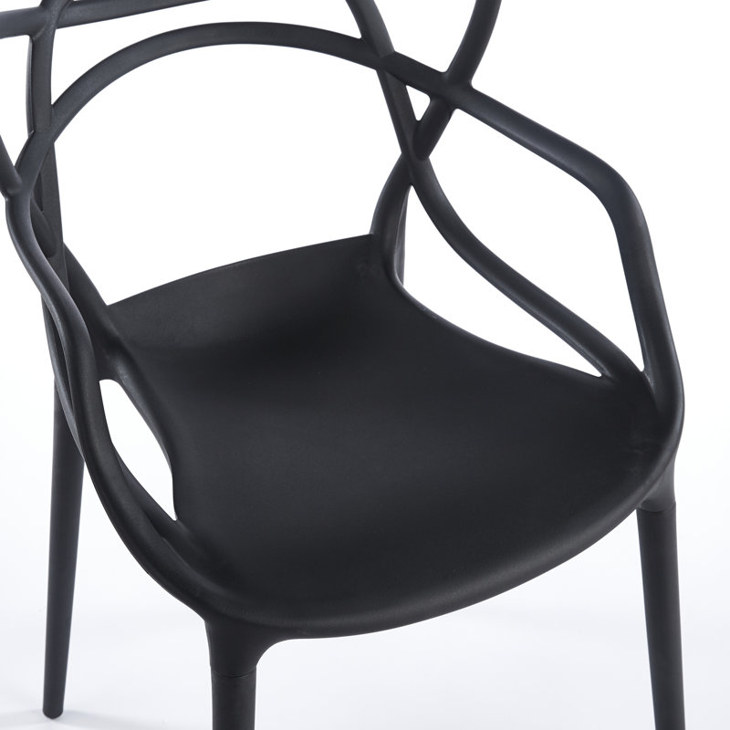 Chaise en plastique 4 pièces noir, Noir