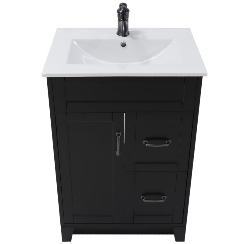 Espresso Freestanding Single Bathroom Vanity with Ceramic Top