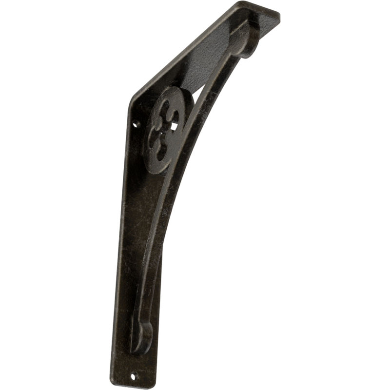 Support en fer forgé Crawley, H 8 po x l 1,5 po x P 5,5 po, Argenté antique chaleureux
