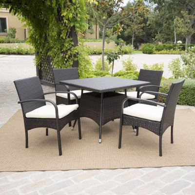 Mathiatis Square 4 - Person 37" Long Dining Set with Cushions by Bay Isle Home