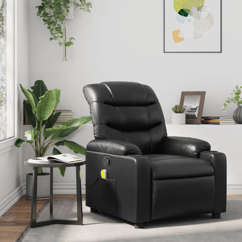 Fauteuil inclinable de massage Vidaxl, Similicuir noir