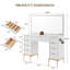 Coiffeuse de maquillage 48 "avec miroir et lumières, coiffeuse de maquillage avec 9 tiroirs avec prise de courant, coiffeuse à éclairage réglable pour chambre à coucher-367836641