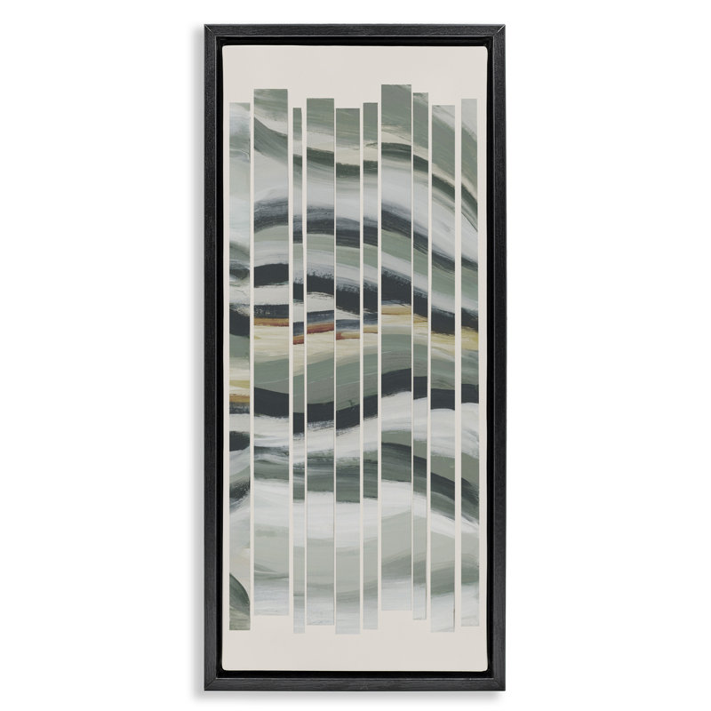 Contemporary Overlapping Waves Floating Frame, design by Jacob Q, 25" H x 11" W, Jet Black Floater Frame