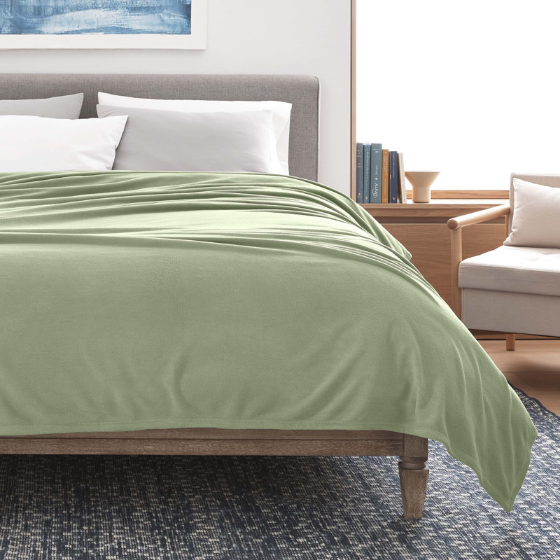 Twin Desert Sage Fleece Sherpa Reversible Blanket