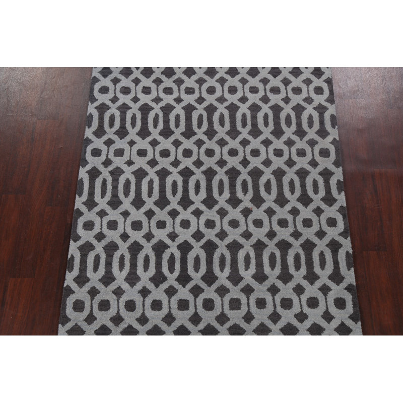 Tapis gris / noir en laine touffeté à la main Aggappera