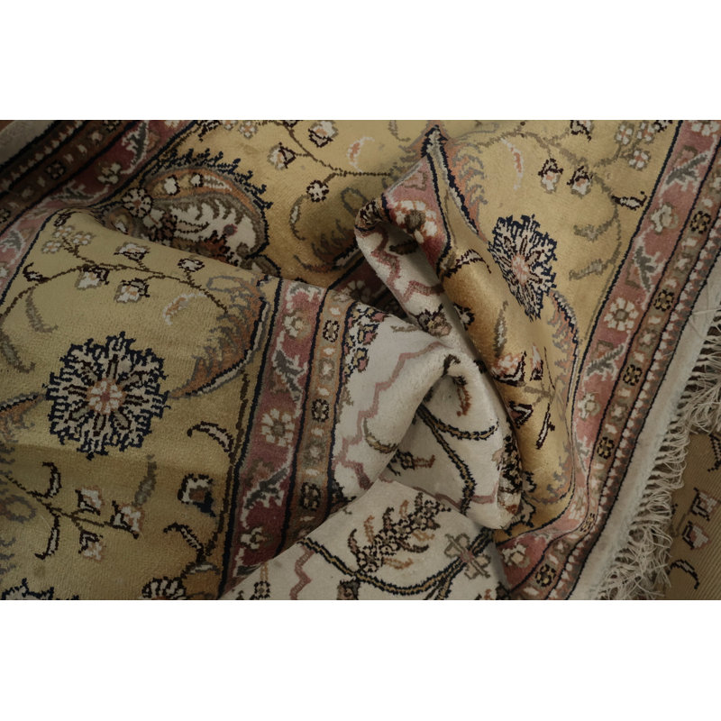 Tapis de luxe traditionnel en soie pure de luxe avec motif floral classique 6 x 9