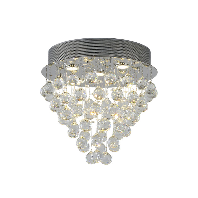 Plafonnier encastré en cristal 6 lumières Transitional, Chrome