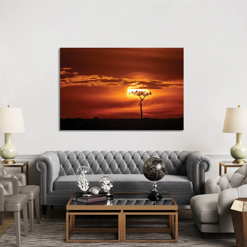 Vultures In A Tree At Sunset, Masai Mara by Jane Rix - Gallery-Wrapped Canvas Giclée on Canvas, 20.32 cm H x 30.48 cm W