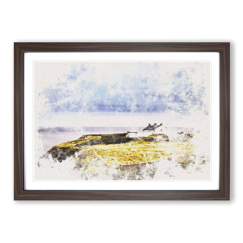 House upon the Coast of Dublin Ireland - Picture Frame Painting Print, Walnut Framed, 45cm H x 63cm W x 2cm D