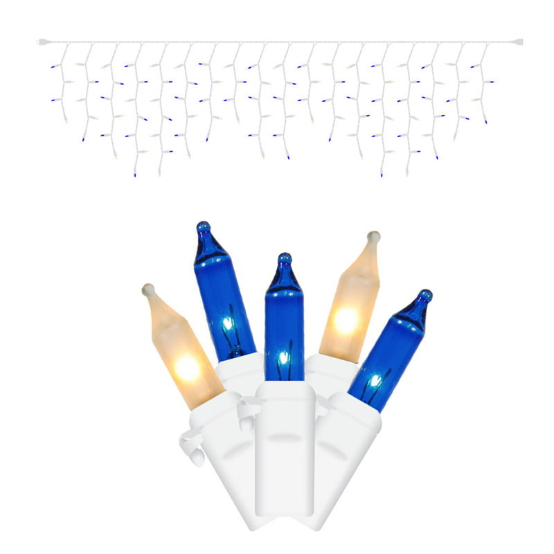 Christmas Mini Light Icicle Set, White/Blue