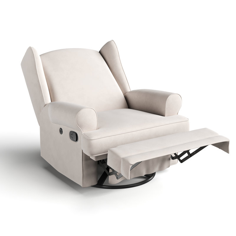 Serenity Swivel Reclining Glider with USB, Ivory Polyester Blend