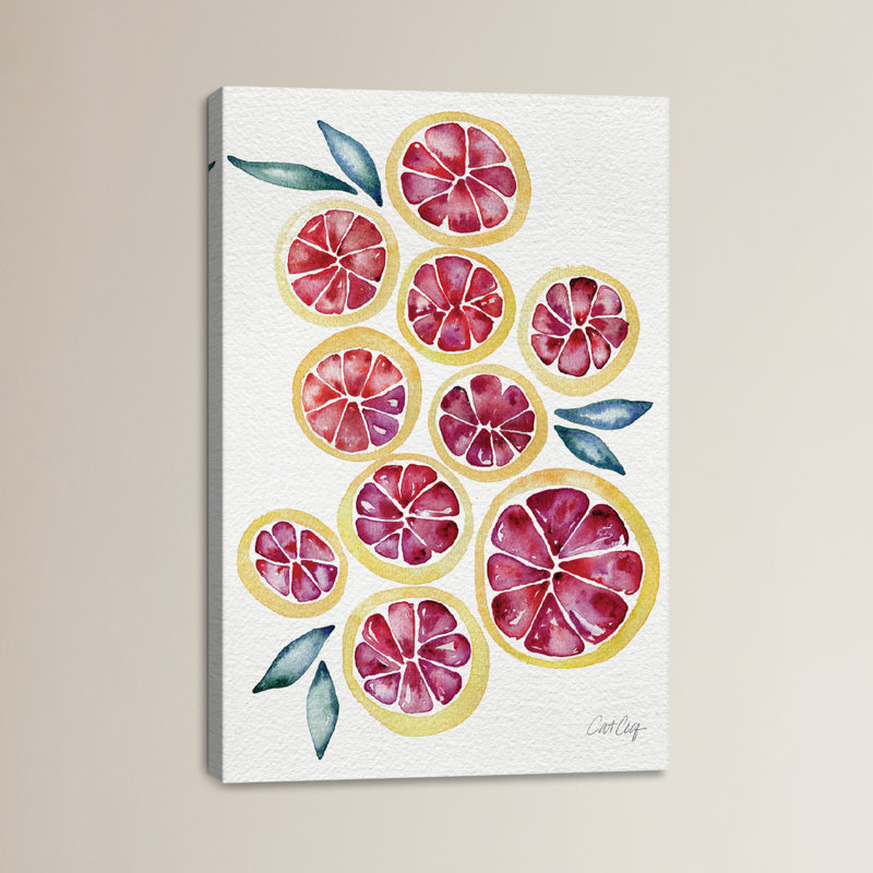 « pamplemousses artprint » par cat coquillette, reproduction d’art sur toile tendue, H 18 po x l 12 po x P 1,5 po
