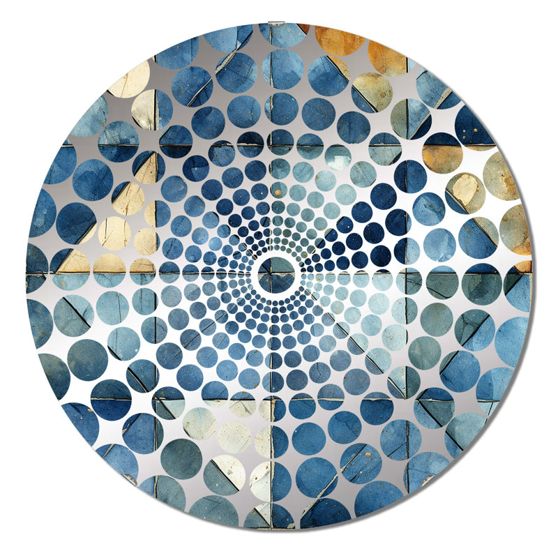 Rustic Cobalt Lattices Symmatry - Miroir décoratif à cercles concentriques, 23,6 po x 23,6 po