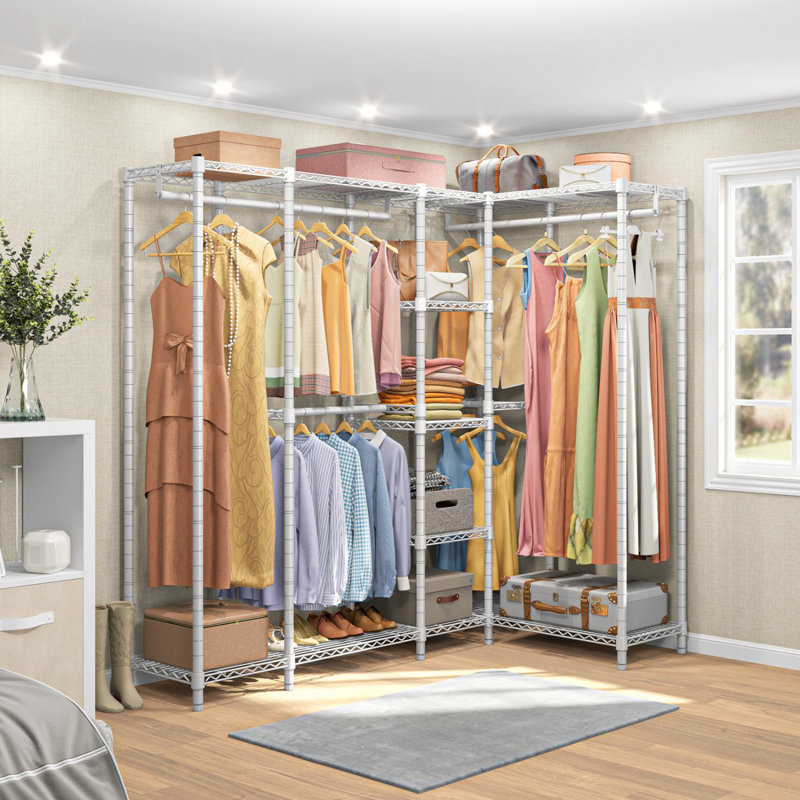 VIPEK L50 L-Shaped Heavy Duty Clothes Rack, Large Corner Freestanding Wardrobe with 1300lb Capacity,White, White