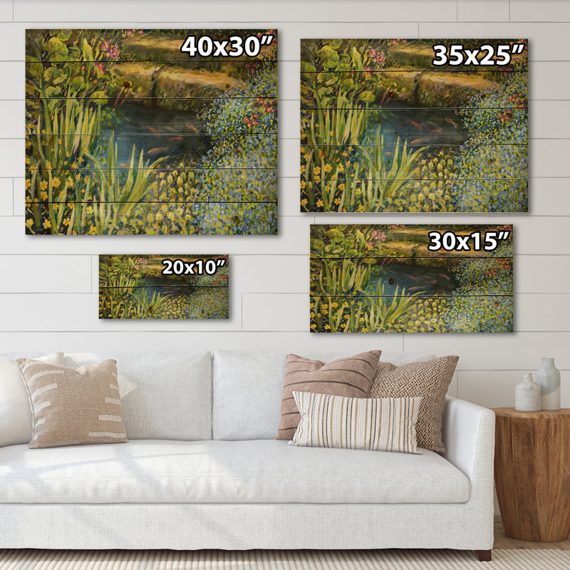 Silence coloré au bord du lac - reproduction de Lake House sur bois de pin naturel, H 10 po x l 20 po x P 0,78 po