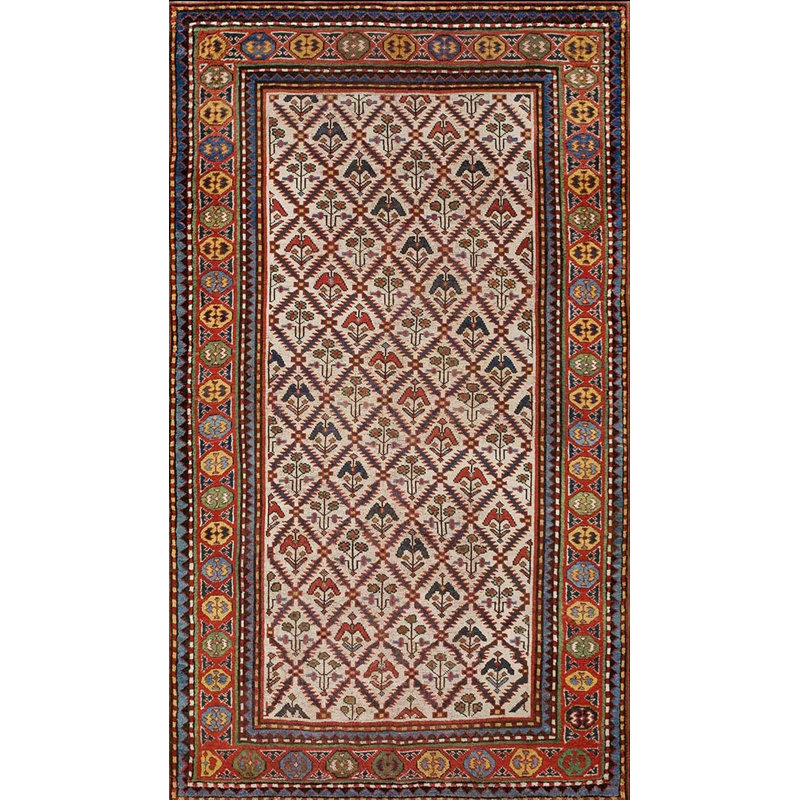 Tapis ivoire antique de style Kazak