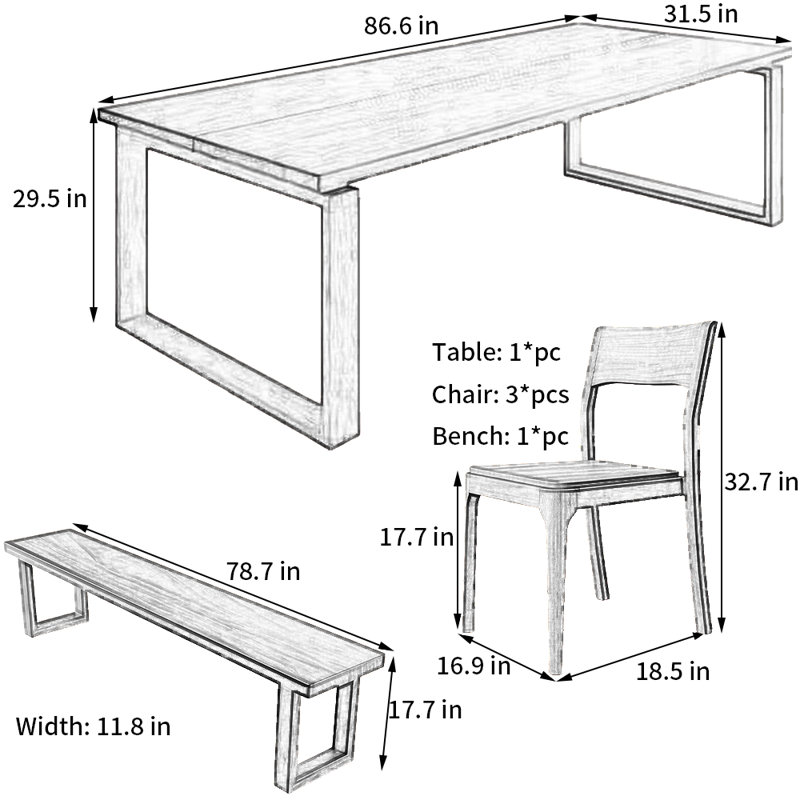 Rectangular    Minimalist    Dining Table Set