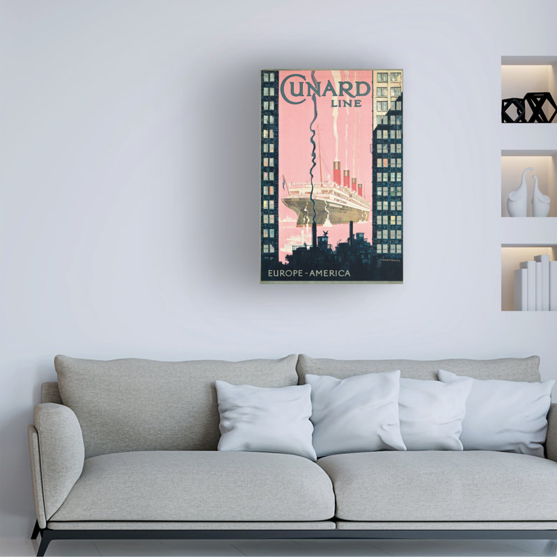 Kenneth Shoesmith Travel From Europe To America With Shipping Company Cunard Line, C. 1925 Canvas Art, 19" H x 12" W