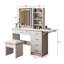 Meuble-lavabo à 5 tiroirs avec miroir et lumière, coiffeuse avec fauteuil, 3 modes d'éclairage
