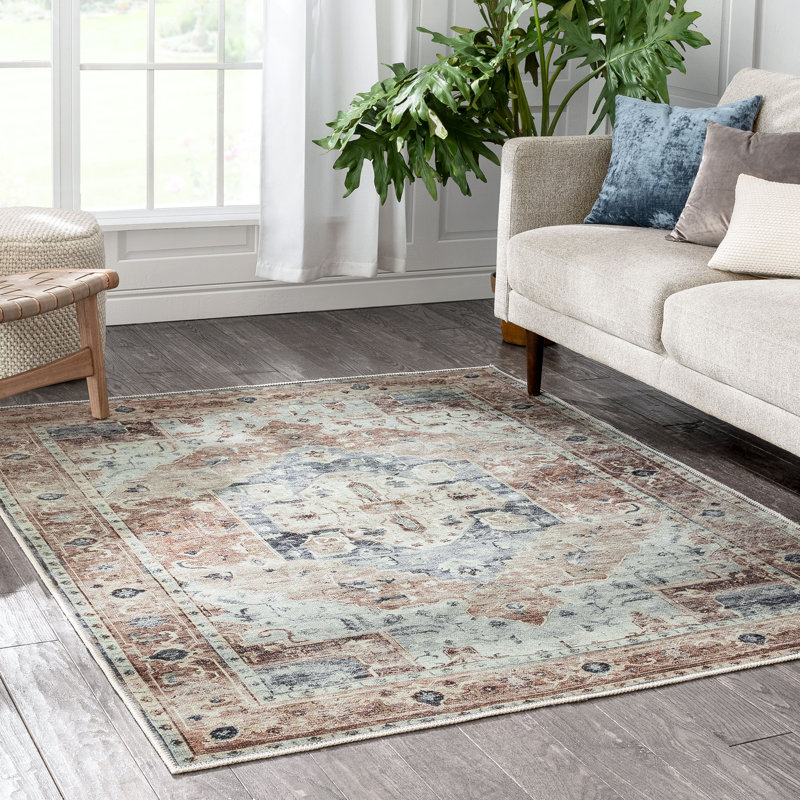 Washable Oriental Indoor / Outdoor Rug, Rectangle 3'11" x 5'3"