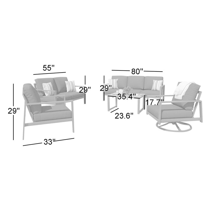 Townsend Sofa Seating Group with Sunbrella® Cushions, Canvas Navy Sunbrella® Canvas, Gray