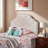 Ivory Linen-like Fabric Twin Headboard - Tufted Diamond Stitch With Nailhead Trim & Adjustable Metal Legs-475084084