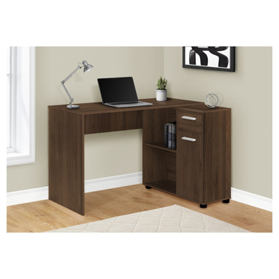 Bureau d'ordinateur en L avec tiroirs de rangement et casiers en L gris