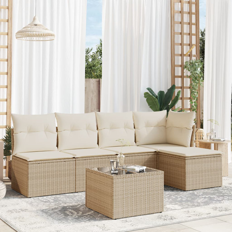 Grand canapé modulaire en rotin PE Vidaxl, Beige