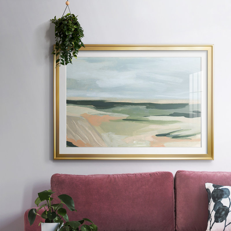 «Pastel Plains II», encadré avec cadre biseauté et verre, Or, H 27 po x l 39 po x P 1,5 po
