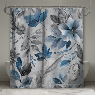 Floral Shower Curtain -  Nature Bathroom Decor Scandinavian