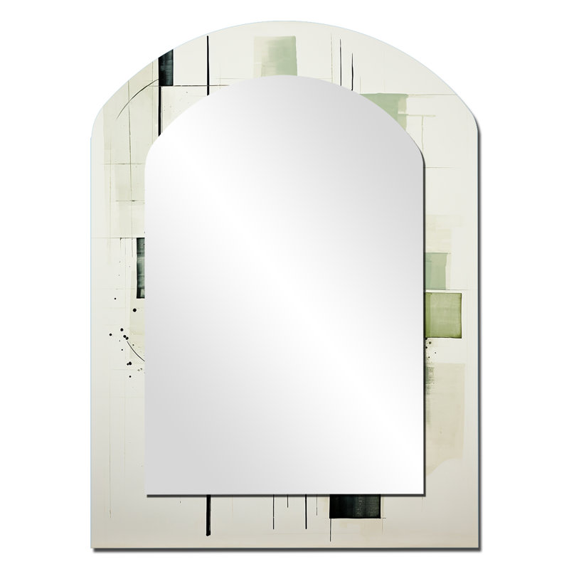 Olive abstraite formes abstraites - miroir mural arche verte, 34 po x 25 po