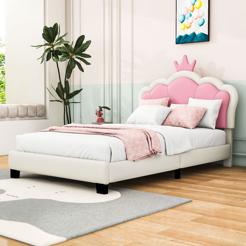 Lit plateforme tapissier avec tête de lit Jula, Simple