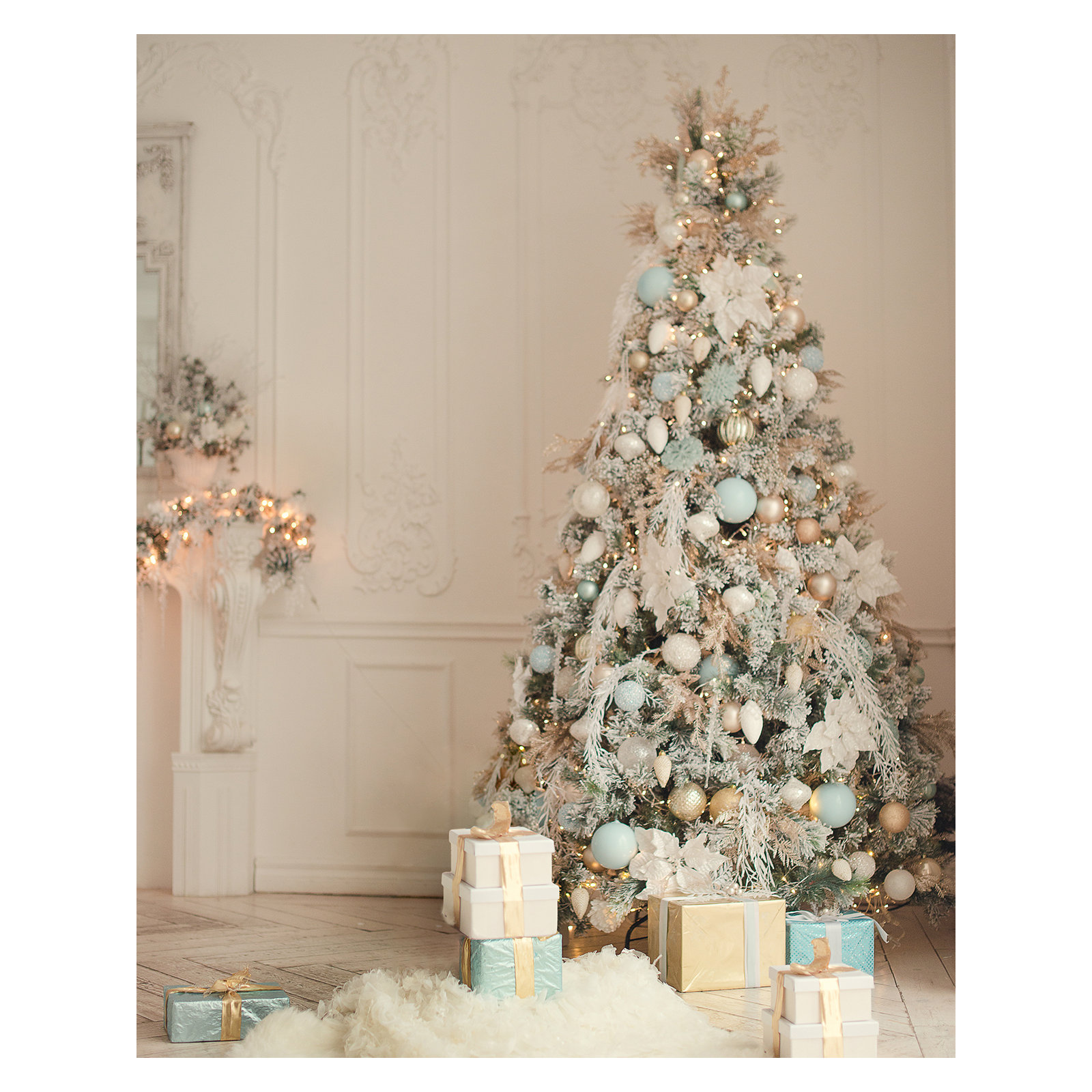 Prelit Snow Flocked Artificial Christmas Tree, 108"H