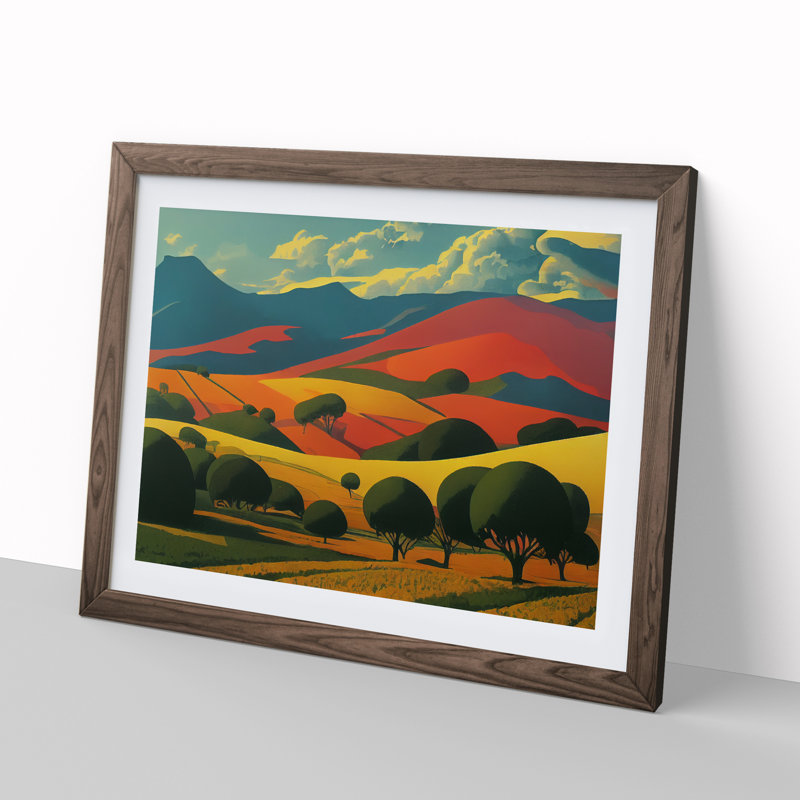 Spring Landscape Meadow - Framed Print, 34cm H x 46cm W x 2cm D, Walnut
