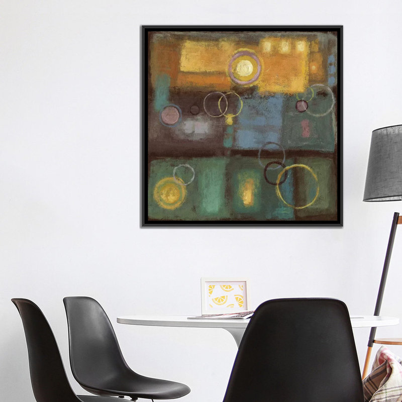 « little pieces ii », impression sur toile, H 26 po x l 26 po x P 1,5 po, Toile avec cadre noir, Pas de tapis