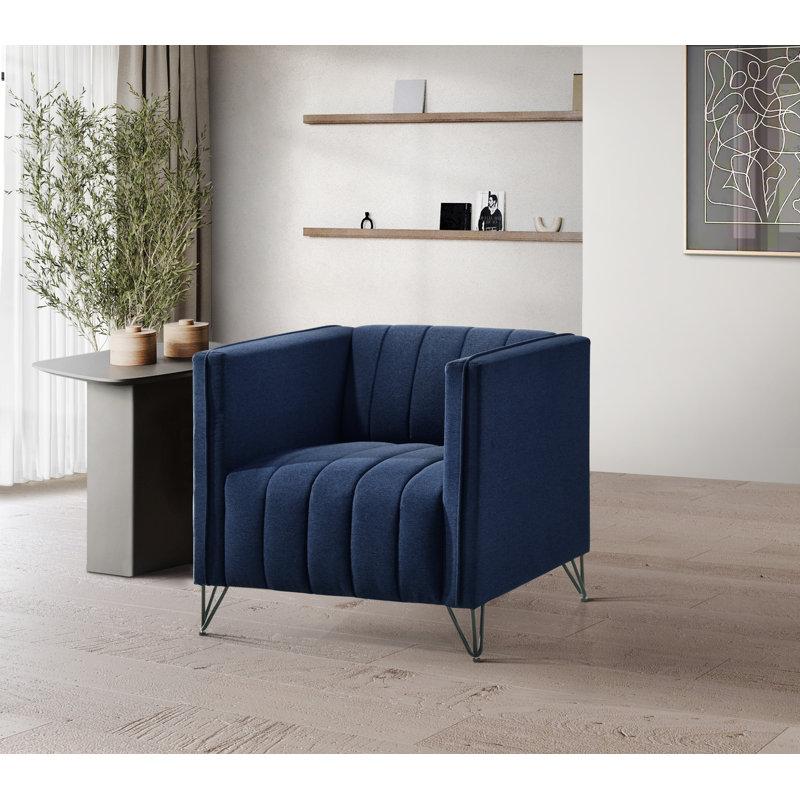 Chylee Square Arm Chair, Blue Linen 