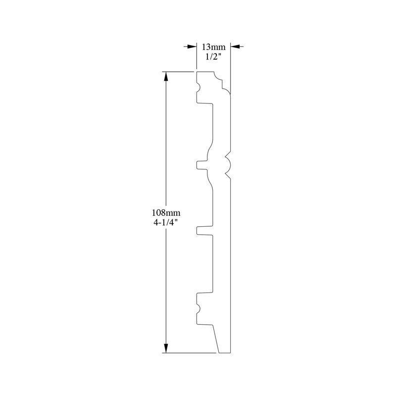 1/2 in D x 4-1/4 in W x 78-3/4 in L Primed White Flexible Polyurethane Baseboard Moulding