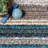 City Striped Shag Tufted Performance Brown/Teal/Blue Rug-2119102900