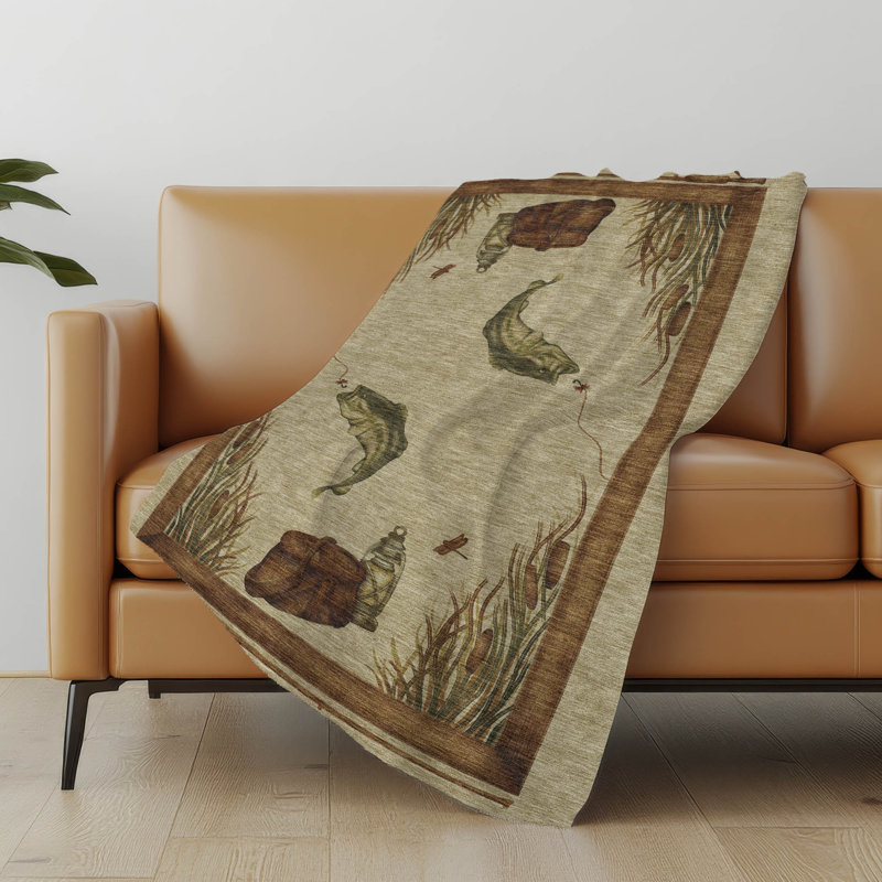 Addison Machine Washable Sherpa Fish Throw Blanket