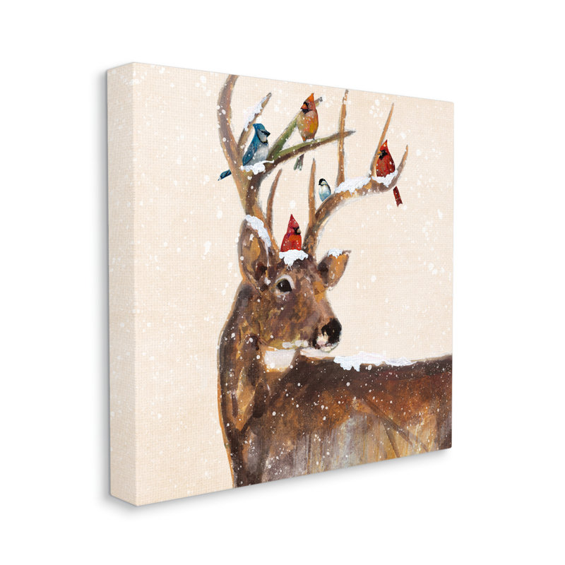 Cardinals perché des neiges enneigées sur toile, H 24 po x l 24 po x P 1,5 po
