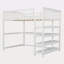 Lit mezzanine double avec tablettes de rangement et bureau sous le lit-890851822
