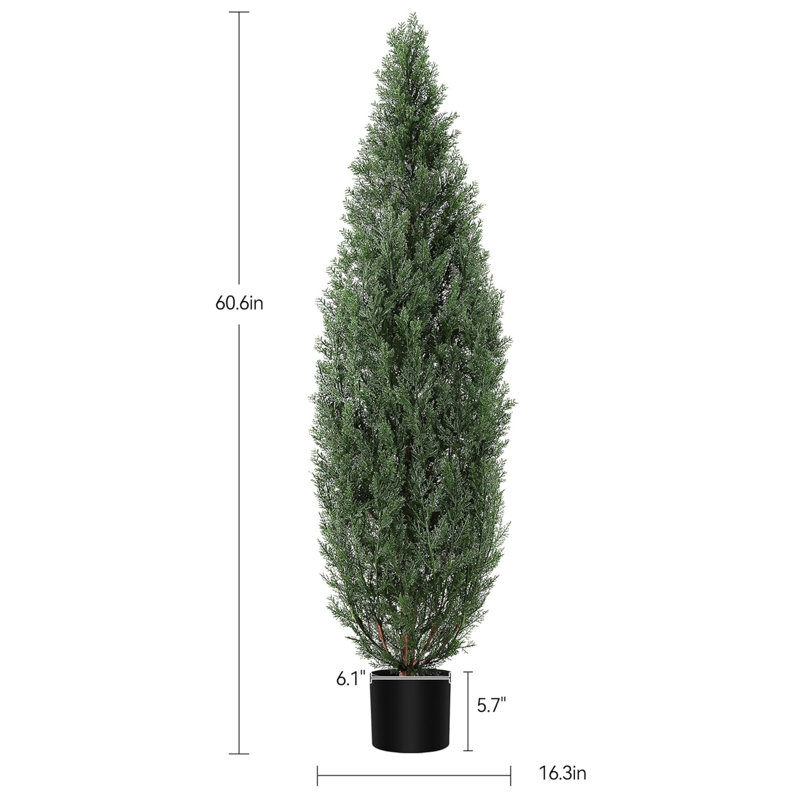 Artificial Topiary Tree 2-Set,5Ft Artificial Cedar Topiary Trees For Outdoor & Indoor Decor,Artificial Topiary Boxwood Tree, Faux Shrub Uv Protection For Longer Life