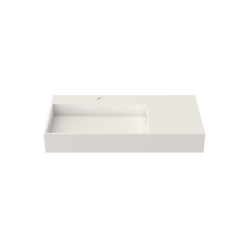 Bathroom Sink For Vanity Of Stone Resin Solid Surface, Matte White Color, 36.03 In Depth, 18.58 Width, 4.95 Height, 52.43 Lb, Works All Layouts, To Wear And Tear, Wall - Mounted Or Countertop