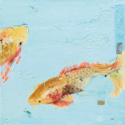 Fish In The Sea II Aqua by Kellie Day - Wrapped Canvas Painting