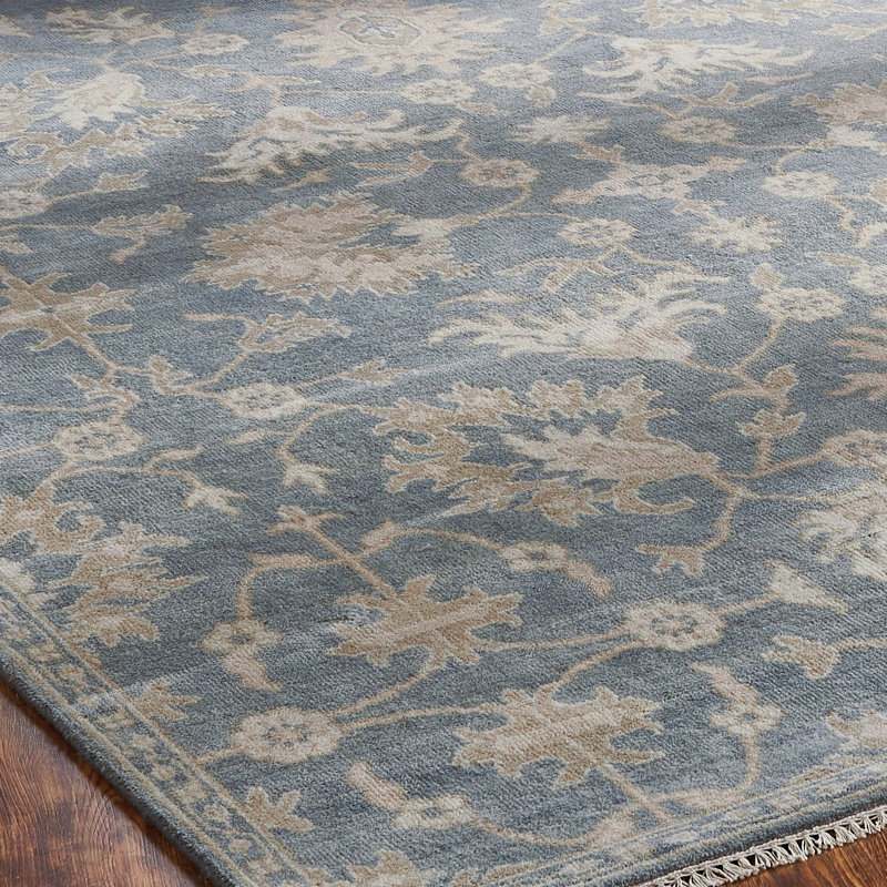 Faucett Wool Oriental Area Rug in Blue, Rectangle 8' x 10'