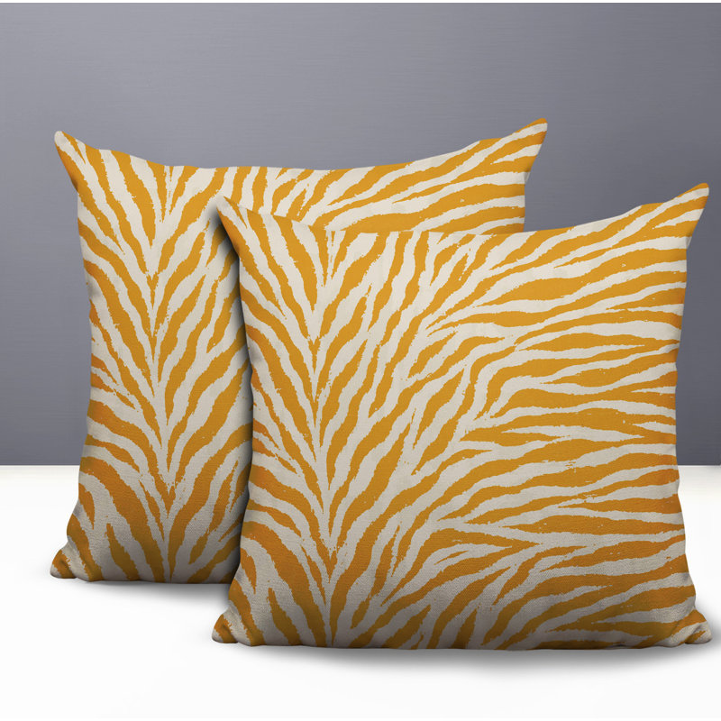 Oreiller réversible Jay Zebra, 18x18, Yellow