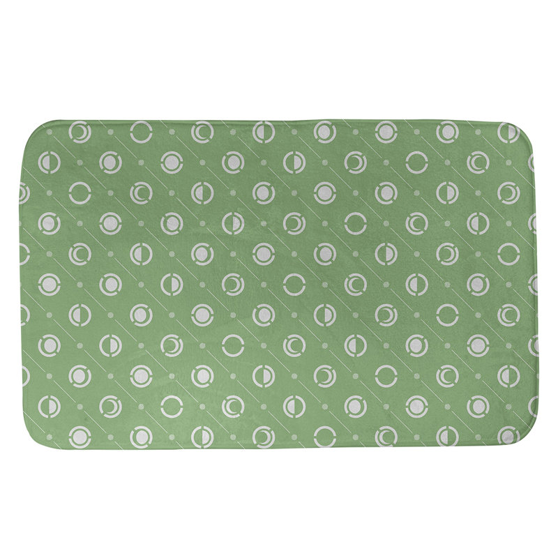 Noira Gothard Two Colour Moon Phases Bath Mat, 17" W x 24" L, Green/White