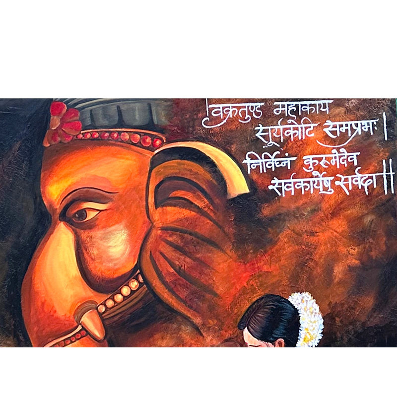 Ganesha Puja | Acrylique sur toile | Peinture pour décoration murale