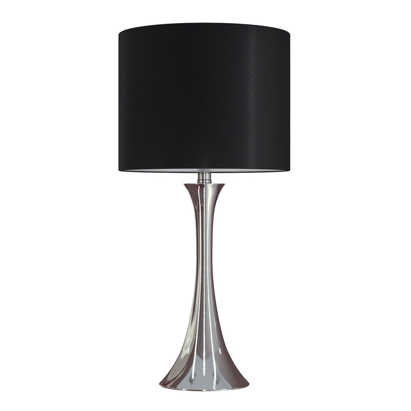Contemporary Accent Table Lamp, Chrome, Black